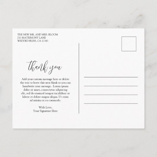 Witte Daisy Bloemen Rustieke bruiloft Dank u Briefkaart (Achterkant)