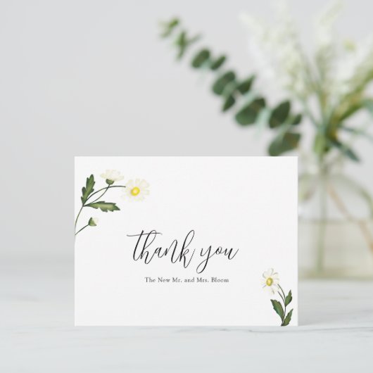 Witte Daisy Bloemen Rustieke bruiloft Dank u Briefkaart (Staand voorkant)