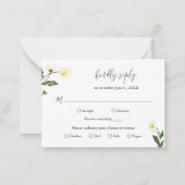Witte Daisy Bloemen Rustieke bruiloft Mini RSVP-ka Notitiekaartje (Voorkant)
