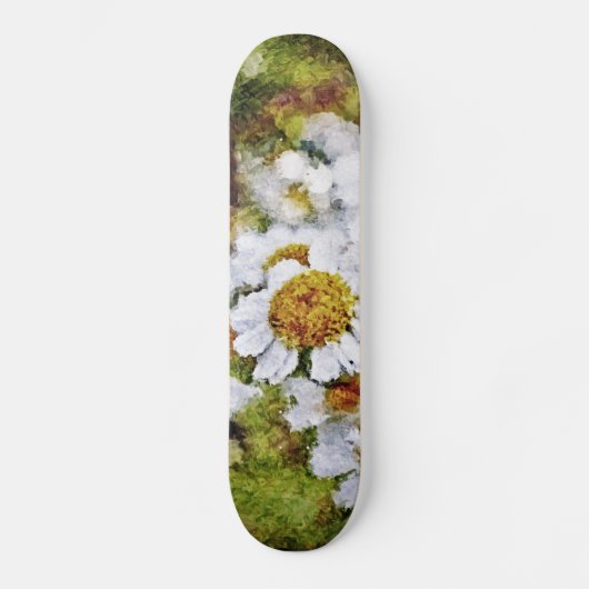 Witte Daisy Bloemen - Schilderkunst Skateboard (Voorkant)