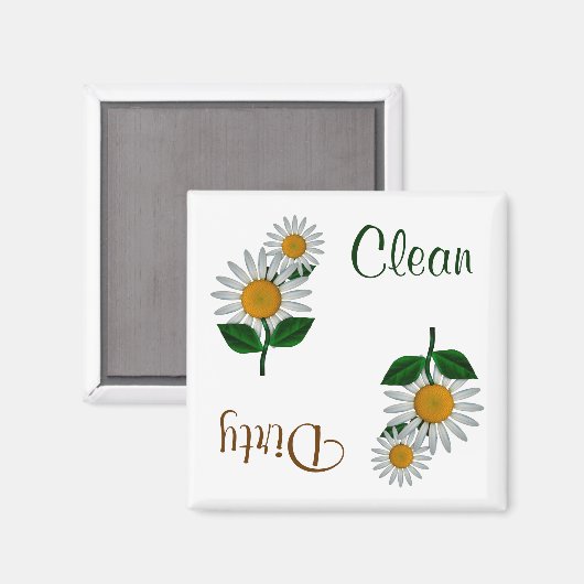 Witte Daisy Bloemen Vaatwasser Magneet (Voorkant / Achterkant)