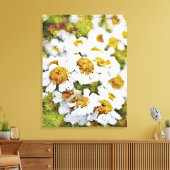 Witte Daisy Bloemen - Verpakte Kunst Canvas Afdruk (Insitu (Woonkamer))