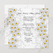 Witte Daisy Bloemen wervelingen bruiloft uitnodigi Kaart (Voorkant / Achterkant)