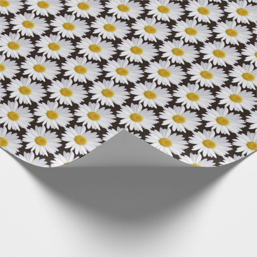 Witte Daisy bloemenachtergrond Cadeaupapier (Hoek)