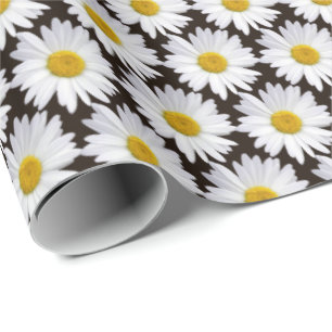 Witte Daisy bloemenachtergrond Cadeaupapier