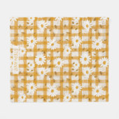 Witte Daisy Bloempatroon op Gele Gingham (2) Fleece Deken (Voorkant (Horizontaal))