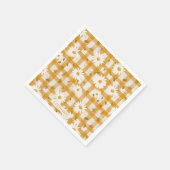 Witte Daisy Bloempatroon op Gele Gingham (2) Servet (Hoek)