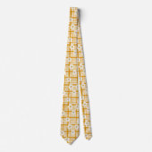 Witte Daisy Bloempatroon op Yellow Gingham Stropdas (Voorkant)