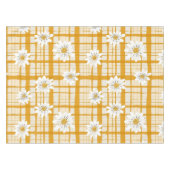 Witte Daisy Bloempatroon op Yellow Gingham Tafelkleed (Voorkant (Horizontaal))