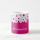 Witte Daisy Blossom Magenta Roze Bloem Bloem Koffiemok (Center)