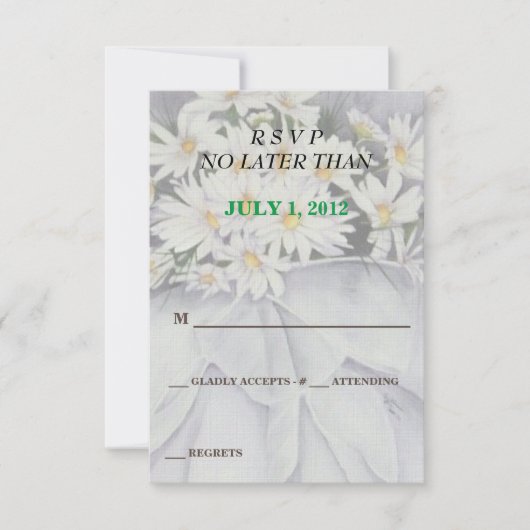 WITTE DAISY BOEKET RSVP-KAARTEN RSVP KAARTJE (Voorkant)