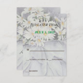 WITTE DAISY BOEKET RSVP-KAARTEN RSVP KAARTJE (Voorkant / Achterkant)