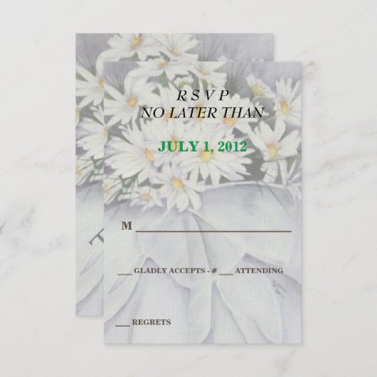 WITTE DAISY BOEKET  RSVP-KAARTEN RSVP KAARTJE (Voorkant / Achterkant)