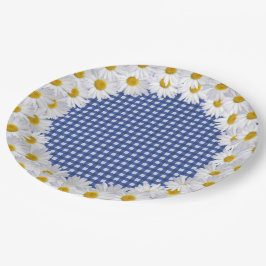 Witte Daisy Border op Gingham Papieren Bordje