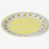 Witte Daisy Border op Gingham Papieren Bordje (Gekanteld)