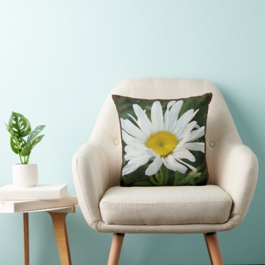 Witte daisy bruiloft gepersonaliseerd met naam kussen (Stoel)