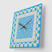 Witte Daisy Chains Wandklok: Mix'n'match Vierkante Klok (Hoek)