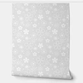 Witte Daisy Doodles op grijs Behang