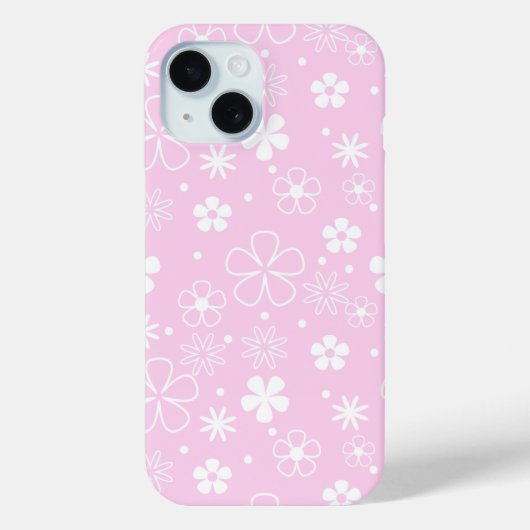 Witte Daisy Doodles op Roze Case-Mate iPhone Case (Achterkant)