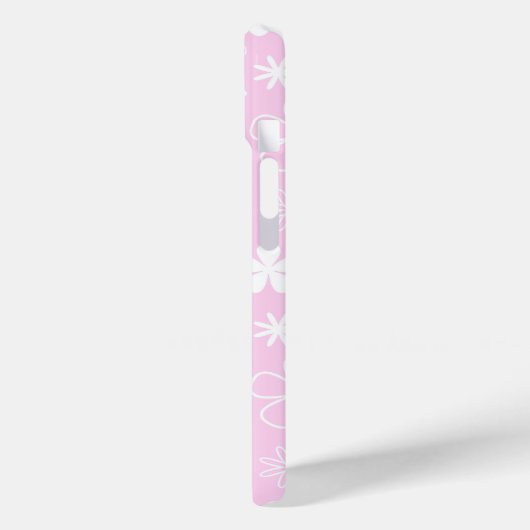 Witte Daisy Doodles op Roze Case-Mate iPhone Case (Achterkant / Links)