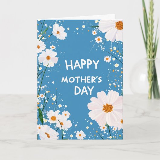 Witte Daisy en Gelukkige Moeders Day Card Feestdagen Kaart (Voorkant)