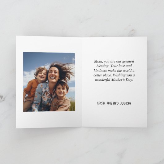 Witte Daisy en Gelukkige Moeders Day Card Feestdagen Kaart (Binnen)