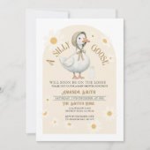 Witte Daisy en Ivoor Schattigee Goose Baby shower Kaart (Voorkant)