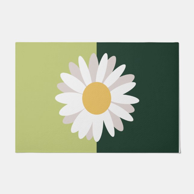 Witte Daisy Entree Deurmat, groene tuin Deurmat (Voorkant)