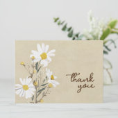 Witte Daisy Flat Dank u kaart (Staand voorkant)