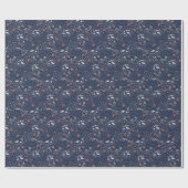 witte daisy floral print op marineblauwe achtergro cadeaupapier (Vlak)