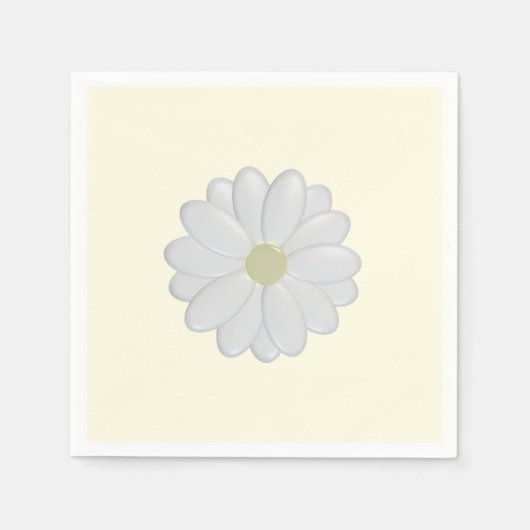 Witte Daisy Flower Cream papieren servetten (Voorkant)