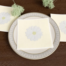 Witte Daisy Flower Cream papieren servetten