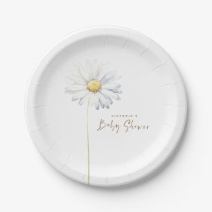 Witte Daisy Flower Elegant Leuke Waterverf Papieren Bordje