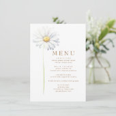 Witte Daisy Flower Elegant Wildflower thema Menu (Staand voorkant)