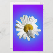 Witte Daisy Flower Floral Paarse Blauwe Gradiënt Briefpapier (Voorkant / Achterkant)