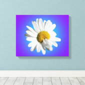 Witte Daisy Flower Floral Paarse Blauwe Gradiënt Canvas Afdruk (Insitu (Houten vloer))