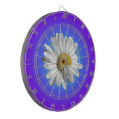 Witte Daisy Flower Floral Paarse Blauwe Gradiënt Dartbord (Voorkant Links)