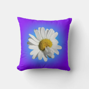 Witte Daisy Flower Floral Paarse Blauwe Gradiënt Kussen