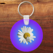 Witte Daisy Flower Floral Paarse Blauwe Gradiënt Sleutelhanger (Voorkant)