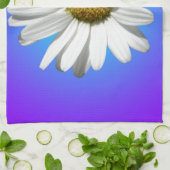 Witte Daisy Flower Floral Paarse Blauwe Gradiënt Theedoek (Gevouwen)