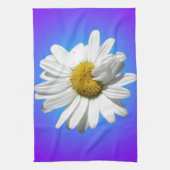 Witte Daisy Flower Floral Paarse Blauwe Gradiënt Theedoek (Verticaal)