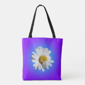 Witte Daisy Flower Floral Paarse Blauwe Gradiënt Tote Bag (Achterkant)