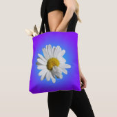 Witte Daisy Flower Floral Paarse Blauwe Gradiënt Tote Bag (Dichtbij)