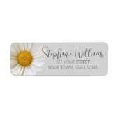 Witte Daisy Flower Grey retour adres label (Voorkant)