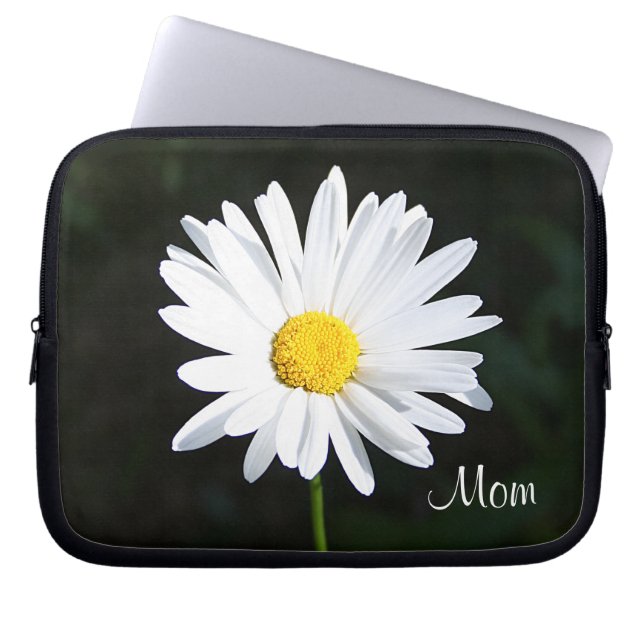 Witte Daisy Flower "Mam"-laptophoes Laptop Sleeve (Voorkant)