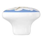 Witte Daisy Flower op blauwe achtergrond Keramische Knop (Zijkant)