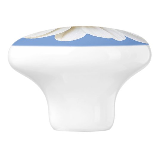 Witte Daisy Flower op blauwe achtergrond Keramische Knop (Zijkant)