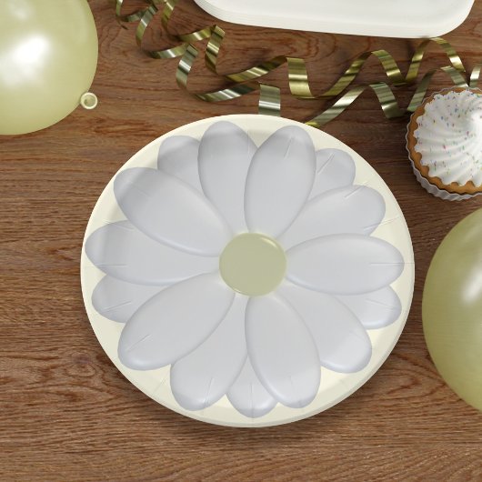 Witte Daisy Flower op crème picknickpapier Borden Papieren Bordje