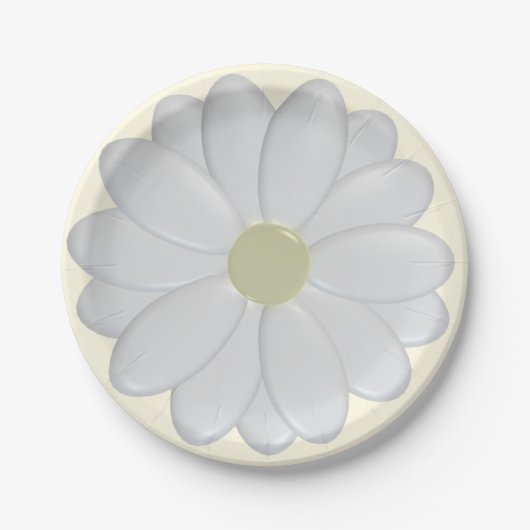 Witte Daisy Flower op crème picknickpapier Borden Papieren Bordje (Voorkant)