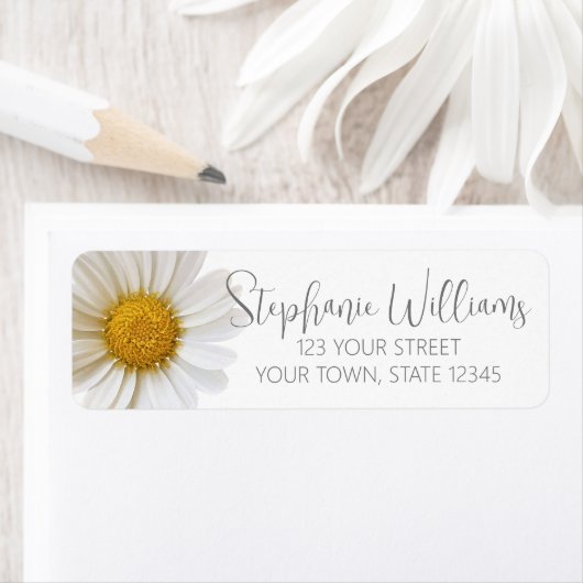 Witte Daisy Flower retour adres label (Insitu)